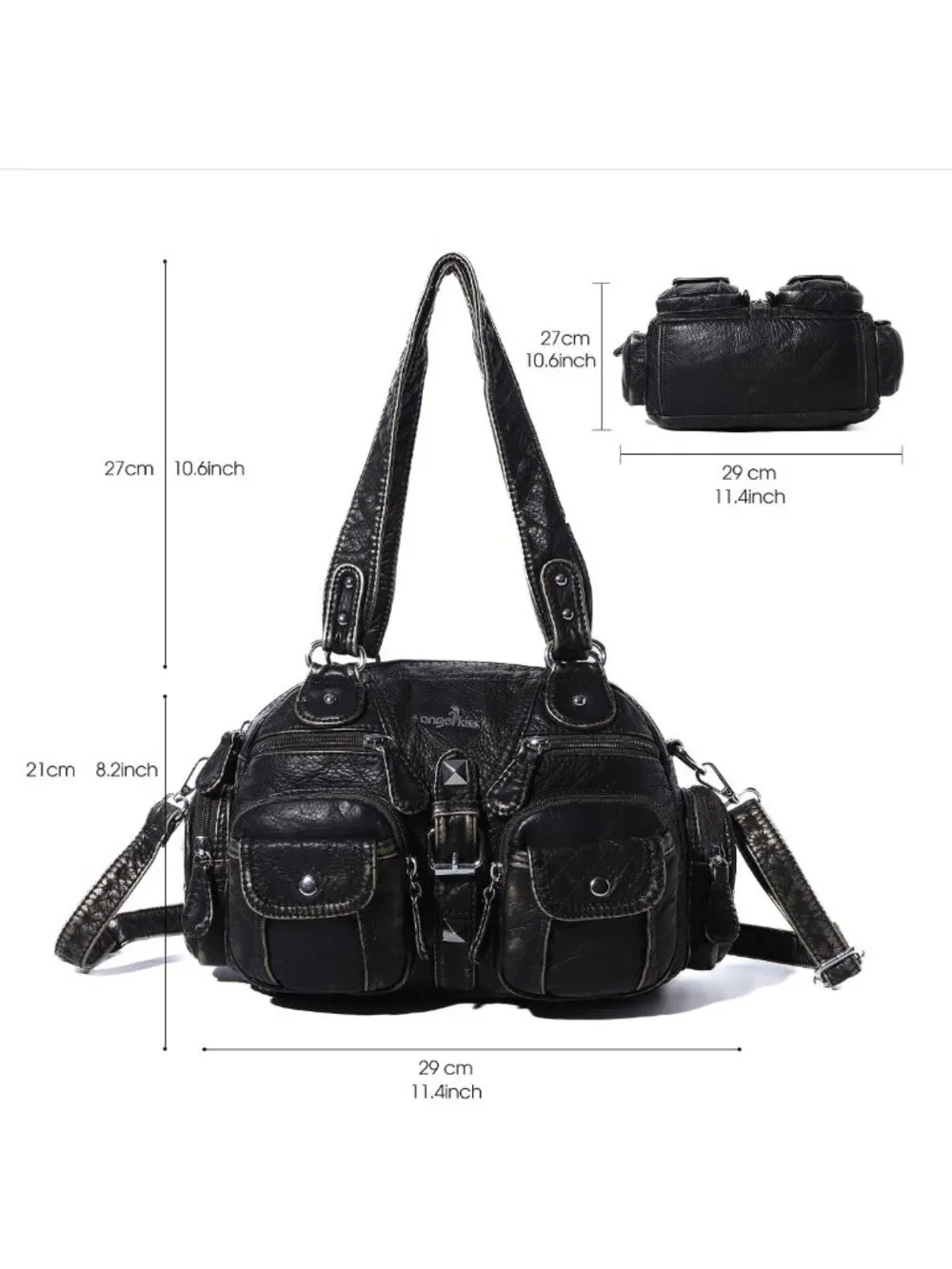 Soft Leather Hobo Crossbody Bag for Women | Multipocket, Removable Strap